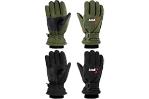 Jeere 2 Pairs Winter Ski Gloves Men Women Waterproof Snow Gloves Adjustable Nonslip Windproof Snowboard Mittens with Zipper Strap Hook Pocket for Men Women Cold Weather