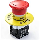 mxuteuk 2NC 22mm Emergency Stop Push Button Switch Red Mushroom Equipment e Stop Shut Off Switch AC 660V 10A HB2-BS544