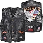 WalnutKing Men Leather Motorcycle Jacket Vest Plastered Embroidery Cool Patches Biker Vest