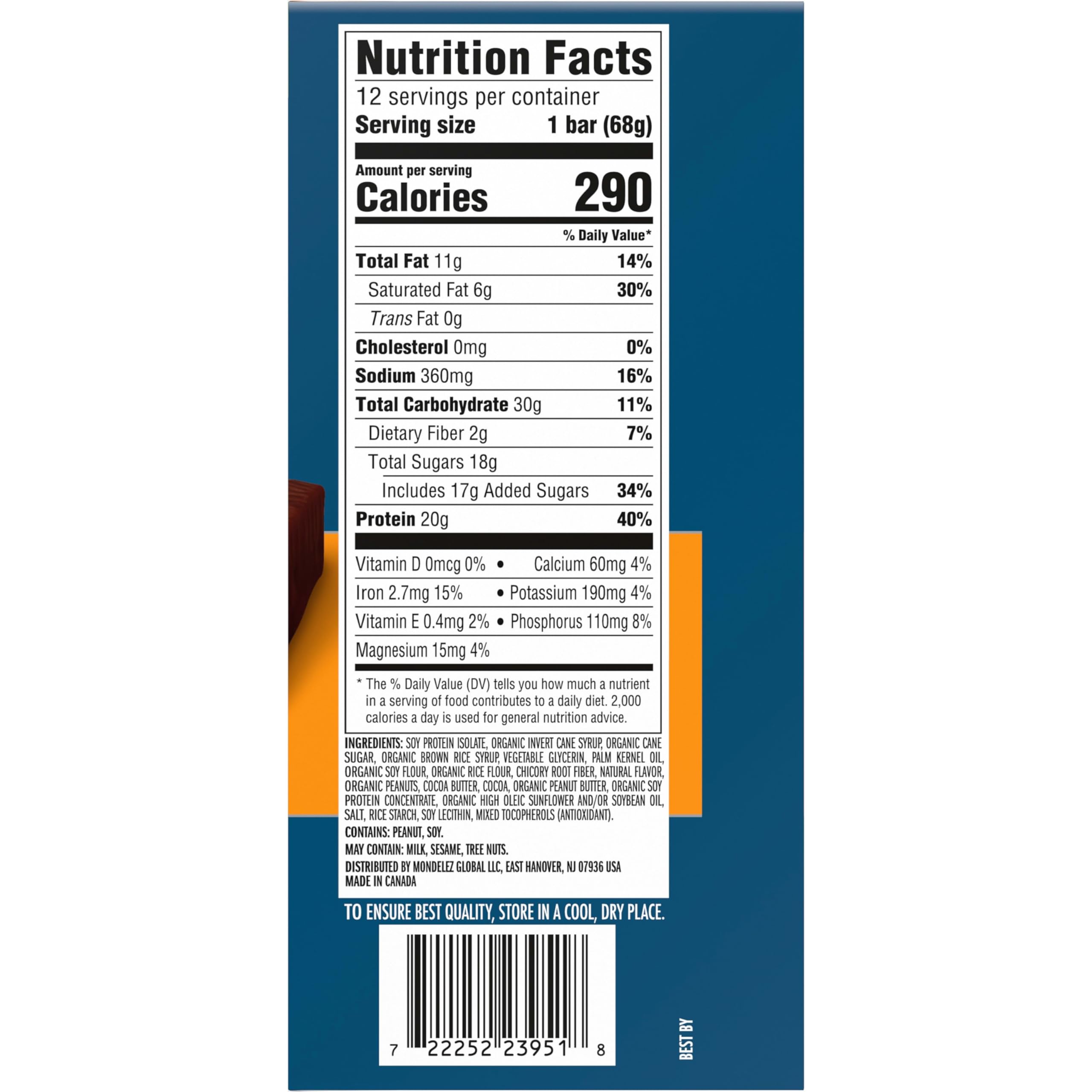 CLIF BUILDERS Protein Bars - Chocolate Peanut Butter Flavor - 20g Plant Based Protein - Gluten Free - Non-GMO - Low Glycemic - No Artificial Sweeteners - Value Pack, 2.4 oz. (12 Count)
