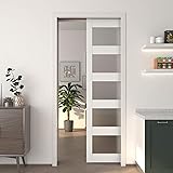 JUBEST Pocket Door 36"x80", 5-Panel Tempered