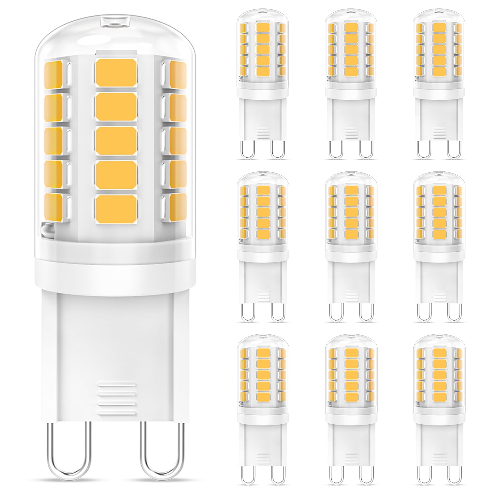LEDYA G9 LED Bulbs Warm White, 3W, 380LM, 2700K, Equivalent to 30W Halogen, Not Dimmable for Lighting Decor, Chandelier, Pack of 10