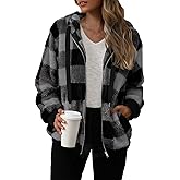 Nirovien Womens Sherpa Jacket Fuzzy Zip Up Hoodie Oversized Fleece Jackets Fluffy Coat with Pockets