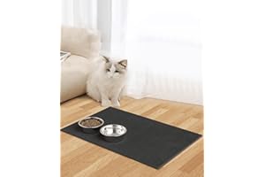 ADENGL Pet Feeding Mat Large Size, Absorbent Dog Bowl Mats, Quick Drying Mat Pet for Food and Water Bowl, No Stains Quick Dry Water Dispenser Mat for Dog and Cat, Non-Slip Mat, Black-15.7 * 23.6"