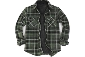 ZENTHACE Men's Warm Sherpa Lined Fleece Plaid Flannel Shirt Jacket(All Sherpa Fleece Lined)