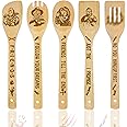 Horror Movie Merchandise Decor Christmas Gifts Wooden Spoons for Cooking, Natural Bamboo Halloween Kitchen Decorations Set 5 