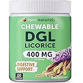 Chewable Ultra-Pure DGL Licorice Tablets 4000 mg - Stomach, Gut & Intestinal Relief - Natural Acid Reflux Formula - 10:1 Deglycyrrhizinated Licorice Root Extract - 120 Chewables
