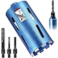 DaduoRi 5" Dry Core Drill Bit, 5/8"-11 Thread, with 3 Adapters Included: SDS Plus, SDS Max and 1/2" Hex Abor, 9.5" Drilling Depth Diamond Concrete Core Bits for Brick, Block, Stucco, Masonry