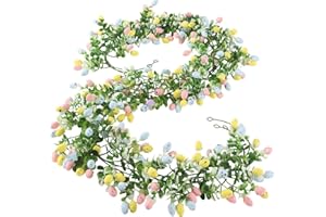 2/4PCS Easter Egg Garland, 210 CM Easter Wreath with Colorful Eggs, Artificial Egg Garland Holiday Spring Decorations for Fir