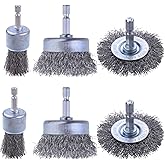 Rocaris 6 Pack Carbon Steel Wire Wheel Brush, Wire Brush for Drill | 1/4-Inch Hex Shank, Cup Brush, Pen Brush Set for Rust Removal, Corrosion and Scrub Surfaces