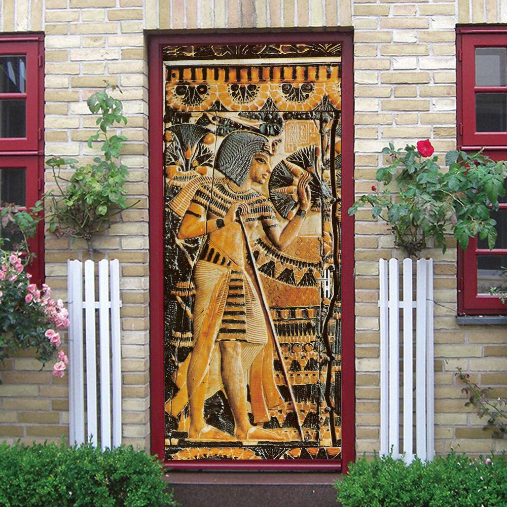 Amazon Com 3d Door Sticker Three Dimensional Indian Mural Wallpaper Pvc Art Sticker Removable Self Adhesive Wall Decal For Home Office Decoration 77x200cm Baby