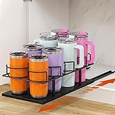 Housolution Pull Out Water Bottle Organizer for Cabinet, Slide Out Tumbler Storage Organizer for 10 to 40 oz Cups, Sliding Cup Holder Rack Compatible with Stanley, Owala and Other Brands, Black