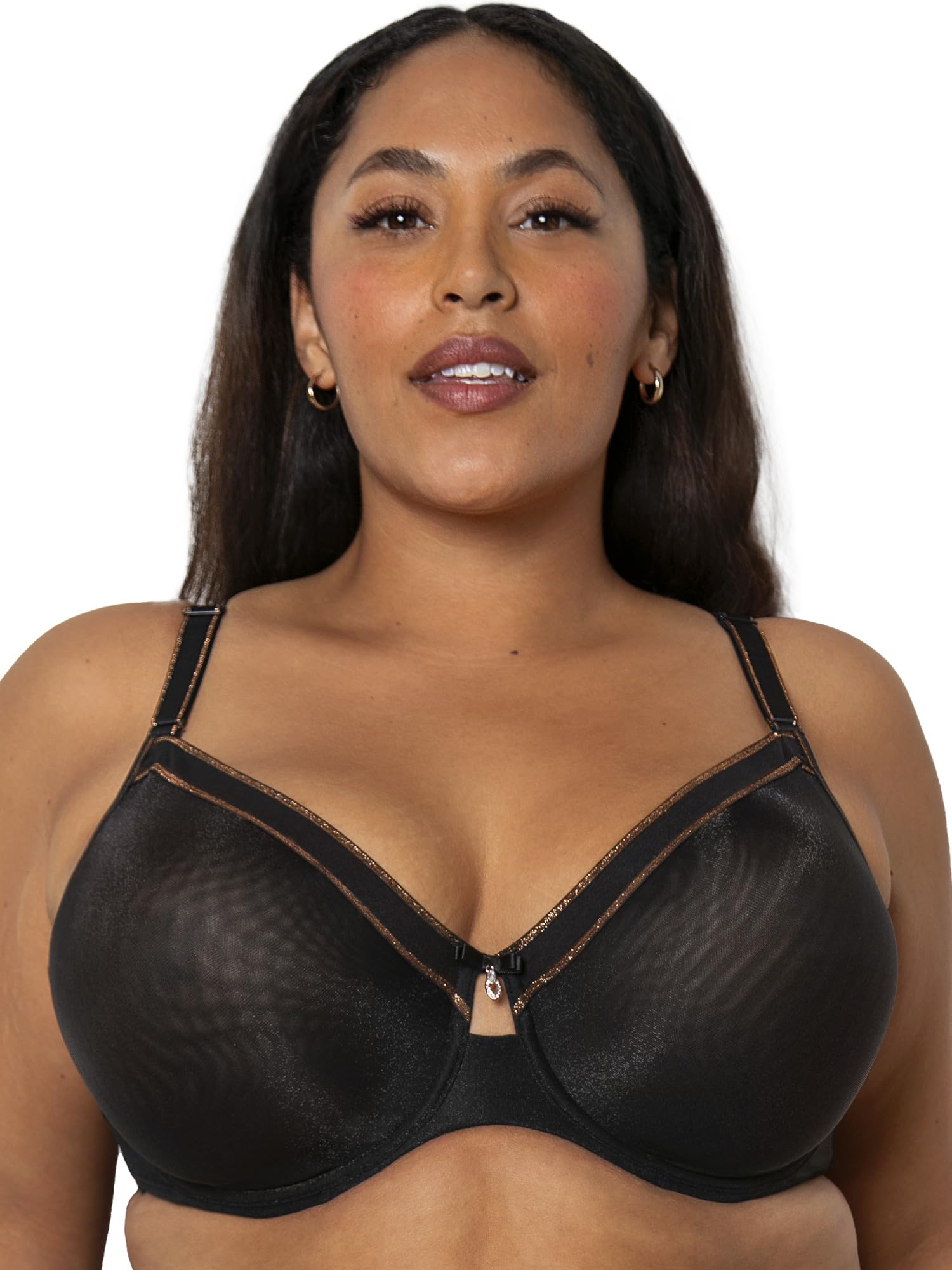 Curvy Couture Women’s Plus Size Full Coverage Unlined Underwire Bra, Night Shimmer, 40D