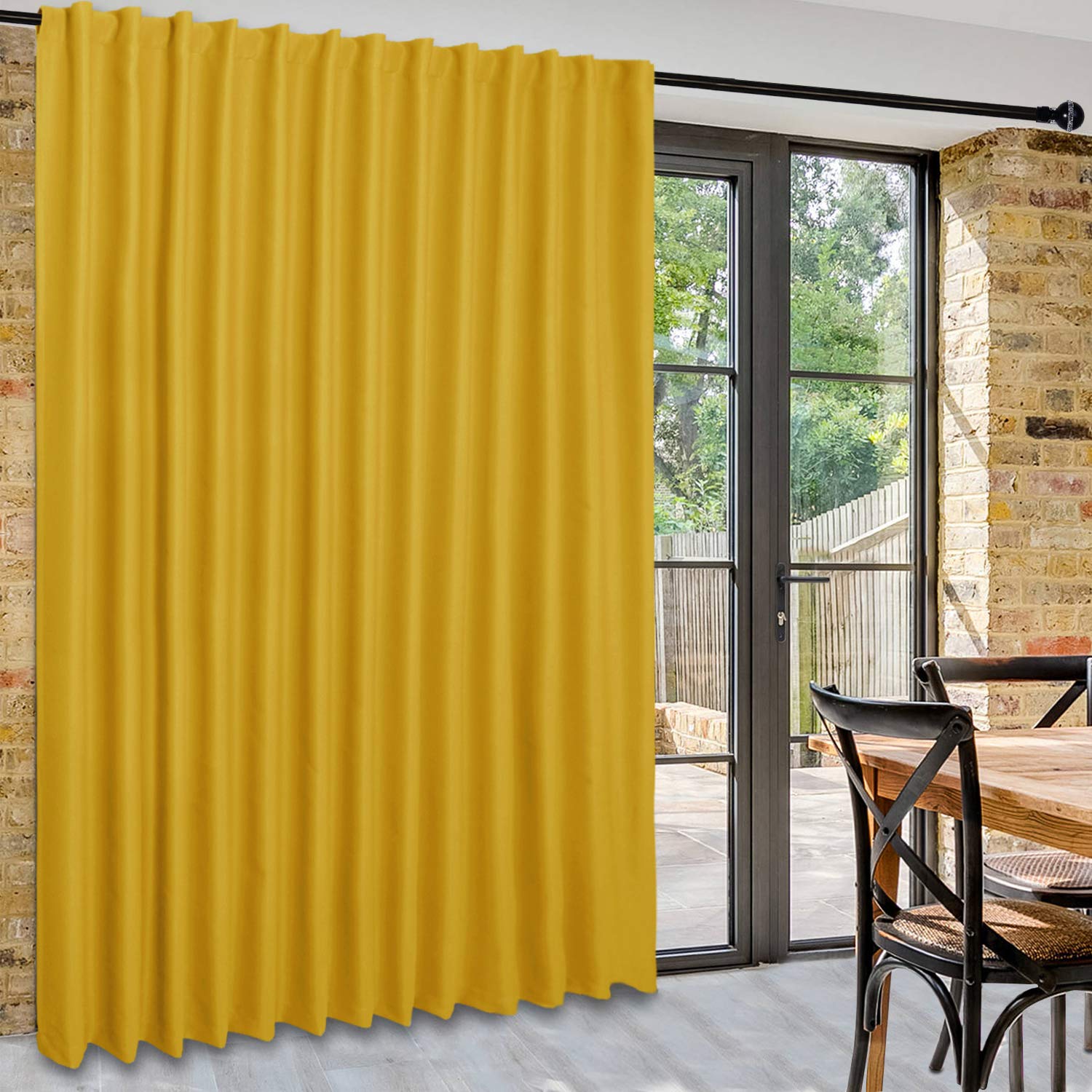 DWCN Patio Sliding Door Curtain, Extra Wide, for Glass Door, as Space Divider, Blackout, Thermal Curtain, Panel with Loop on the Back and Pole Pocket, for Bedroom, approx. 255 x 215 cm