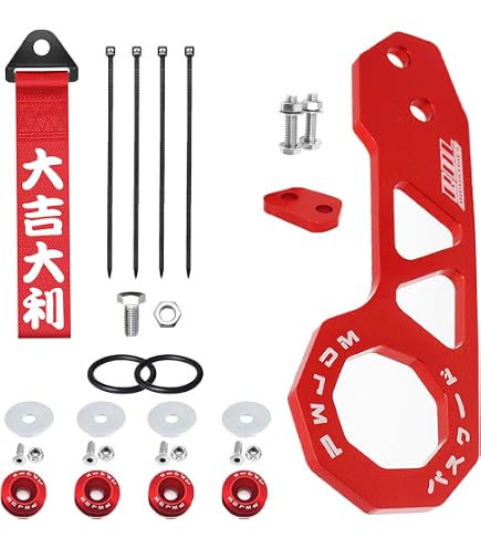 Windance Lot De 2 Sangles De Remorquage Rouges Avec Slogan Chinois - Décoration Pare-Chocs Avant Arrière