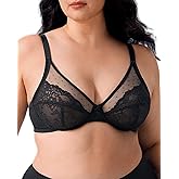 ZEBELL Minimizer Bras for Women Full Coverage - Underwire Unlined Lace Bralette - Plus Size Supportive Bra for Heavy Breasts
