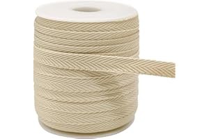 AEVORA 3/8 Inch Herringbone Twill Tape - 25 Yards Polyester Cotton Fabric Trim, 1mm Thick Durable Soft Webbing Strap for Sewing & Garment, Crafting- Flat Double Fold Bias Tape (Khaki 005)