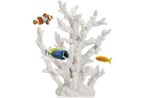 TOPZEA Artificial Coral Ornament, Resin Faux White Coral Reef Aquarium Decor Decorative Sea Stony Corals Realistic Underwater