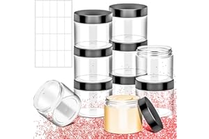 MotBach 10 Pack 6oz Plastic Jars with Lids, 180ml Round Clear Cosmetic Containers Makeup Jars, Travel Size Container Jar for Sample Cream Lotion Eyeshadow Powder Slime Ointment Salve Balm Storage