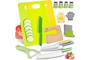 COVLUROTO Stocking Stuffers for Kids: 15PCS Montessori Toys for Age 3-12 Year Old - Children Safe Toddler Kitchen Set Kids Knife Set for Real Cooking - Christmas Easter Valentines Day Birthday Gifts