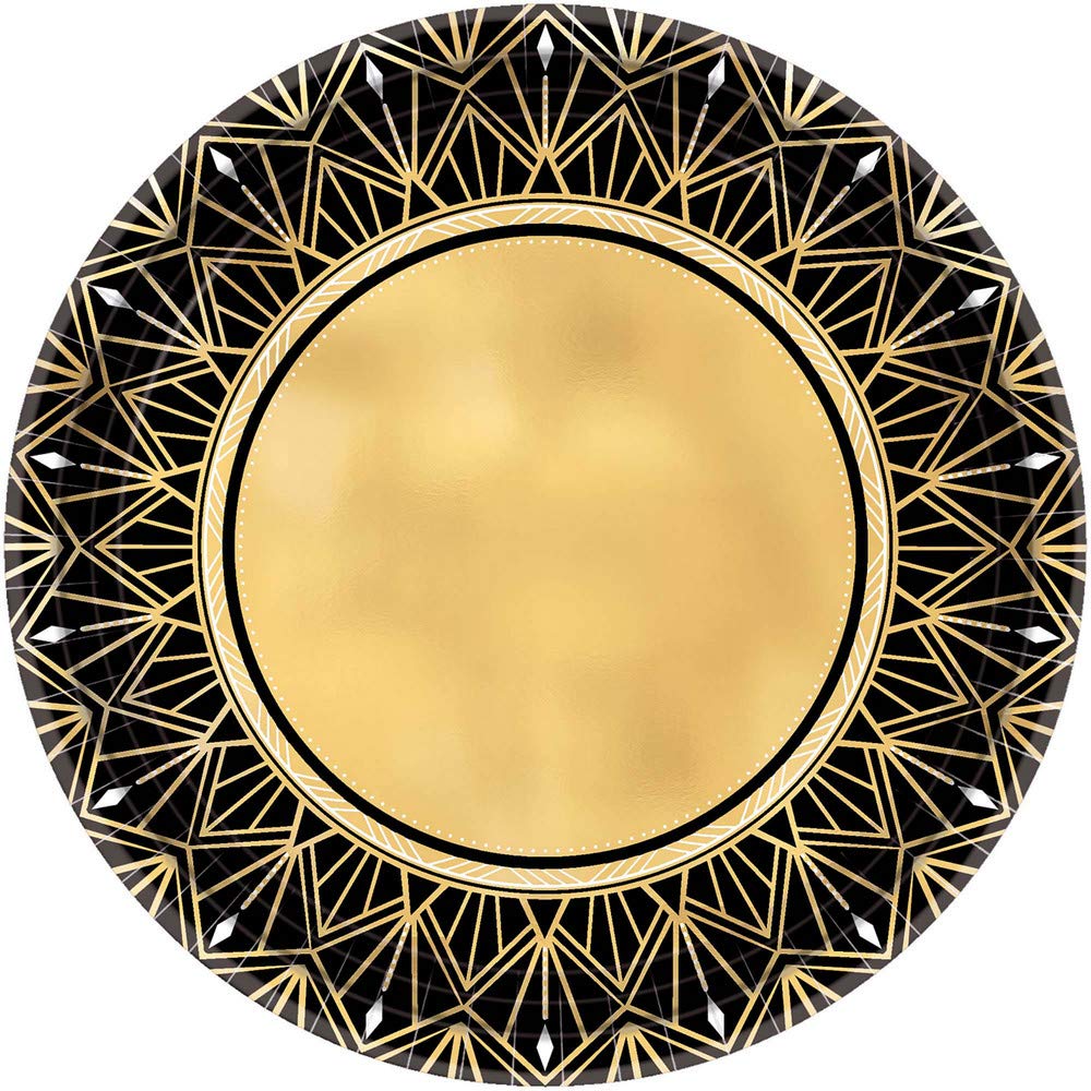 (PKT) Hollywood G&G Metallic Paper Plates 26cm (8 pk) - Glitz & Glam