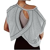 Open Back Tops for Women Backless Workout Short Sleeve Shirts Gym Yoga Athletic Tshirt 2025 Slouchy Crop Running Tees