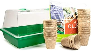 mgc24 Zimmergewächshaus Greenhouse Anzuchtset - Anzuchtschale mit Deckel und Belüftung - Komplettset mit 24 Torftöpfen + 2,5l Anzuchterde
