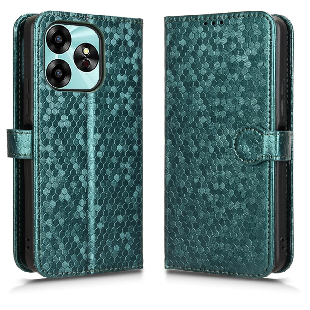 SHIEID Wallet Case for Umidigi G6 5G, Umidigi G6 5G Magnetic Enclosed Dot Painted Phone Case, Compatible with Umidigi G6 5G Phone Case Cover-Green