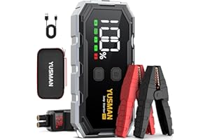 YUSMAN Car Jump Starter, 8000A 12V Jump Battery Pack (All Gas/10.0L Diesel), Portable Jump Starter with Display, Car Jump Starter with Extended Smart Cables, Quick Charge 3.0, LED Light