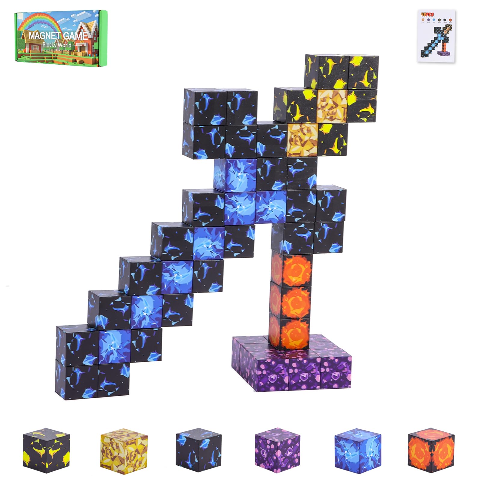 MEESHEEP Magnetic Building Blocks Set, STEM Toys for Girls & Boys Age 3-10, Birthday Gifts for Kids: Inspiring Creativity, Imagination and Confidence — image 1