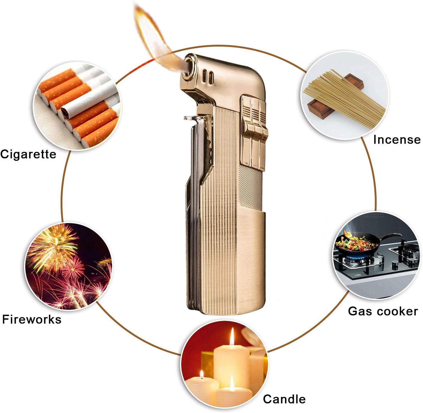 PROMISE Pipe Lighter Soft Flame with Czech Pipe Tools Refillable Butane lighters Father Day Husband Gift (Gold-E) - Image 5