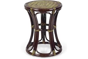 WICKERIX Breeze Handmade Rattan Wicker Stool Fully Assembled Dark Brown Color