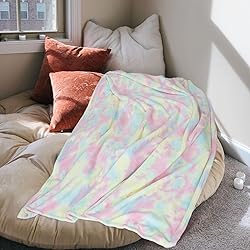 MACEVIA Tie Dye Rainbow Throw Blanket for