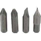 GreatNeck IMB4 4-Piece Impact Bit Set, Slotted Screwdriver Bits, Phillips Head Screwdriver Bit Set, Chrome Vanadium Steel