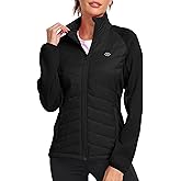 MoFiz Womens Lightweight Insulated Hiking Jacket Fleece Lined Thermal Hybrid Softshell Full Zip Winter Fall Running Coat
