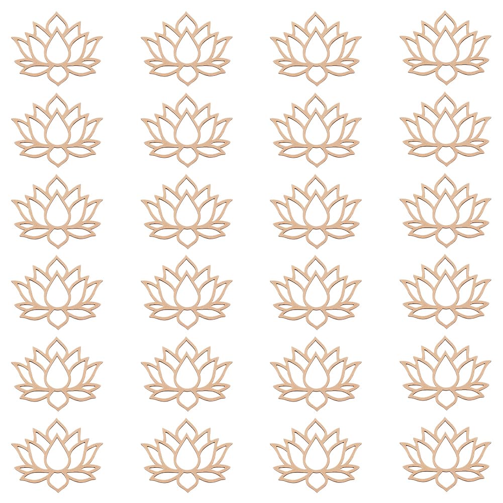 OLYCRAFT 24pcs Wooden Lotus Dream Catcher Rings Wood Macrame Rings Unfinished Macrame Hoops Flower Shape Catcher Ring for DIY Crafts Projects Home Wall Hanging Decoration