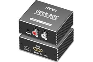 RYXN HDMI ARC Audio Extractor 192KHz, HDMI ARC Adapter with 3.5mm Audio and L/R Stereo Audio for HDTV Soundbar Speaker Amplifier