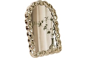 Funerom Decorative Vanity Mirror with Arched Frame, 30L x 19.8W cm, Desk Makeup Mirror Electroplated Rose Gold