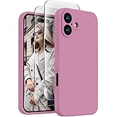 FireNova Designed for iPhone 16 Case, Silicone Upgraded [Camera Protection] Phone Case with [2 Screen Protectors], Soft Anti-Scratch Microfiber Lining Inside, 6.1 inch, Lilac Purple