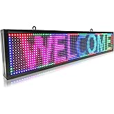 Scrolling Led Sign Programmable ,Open Neon Signs P10, Digital Electronic Message Display Screen Outdoor Waterproof ,Full Color High Brightness Wifi Control, for Business Store Advertising Public Restaurant Window 39''x8''