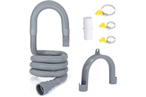 ピンククロス PinkCross Universal Washing Machine Drain Hose Extension, Flexible Washer & Dishwasher Hose, Portable Sink & Dehumidifier Pipe, Corrugated Plastic Hose with Clamp (6.5 FT)
