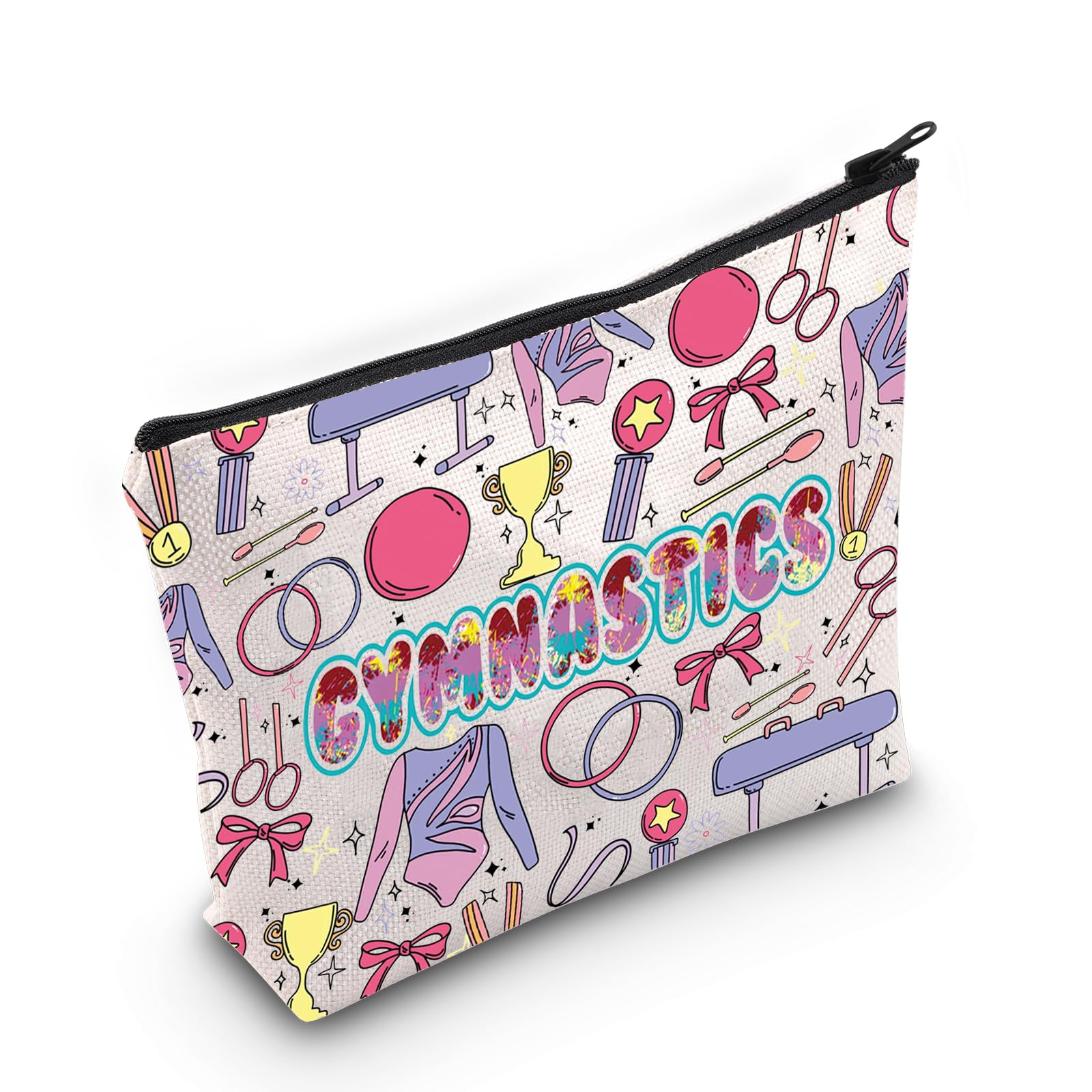 LEVLO Gymnastics Cosmetic Makeup Bag Gymnast Team Gift Gymnastics Coach Zipper Pouch Bag Gymnast Graduation Merchandise Gymnastics Full Bag