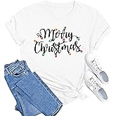 MAIHUN Christmas Shirts Womens Merry Christmas Shirt Xmas Holiday Tshirt Christmas Tree Tee Tops