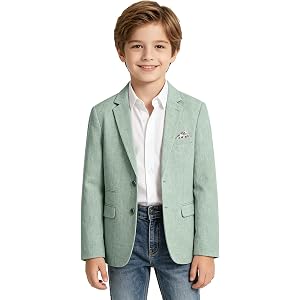 Linen Boys Blazer Slim Fit Casual Sports Coat Summer Suit Jacket Tux Outfit | Linen Suit Jackets for Boys Lightweight Outwear