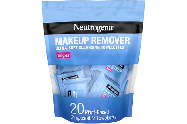 Neutrogena Makeup Remover Wipes, Individually Wrapped Daily Face Wipes for Waterproof Makeup, Travel & On-the-Go Singles, 20 Count