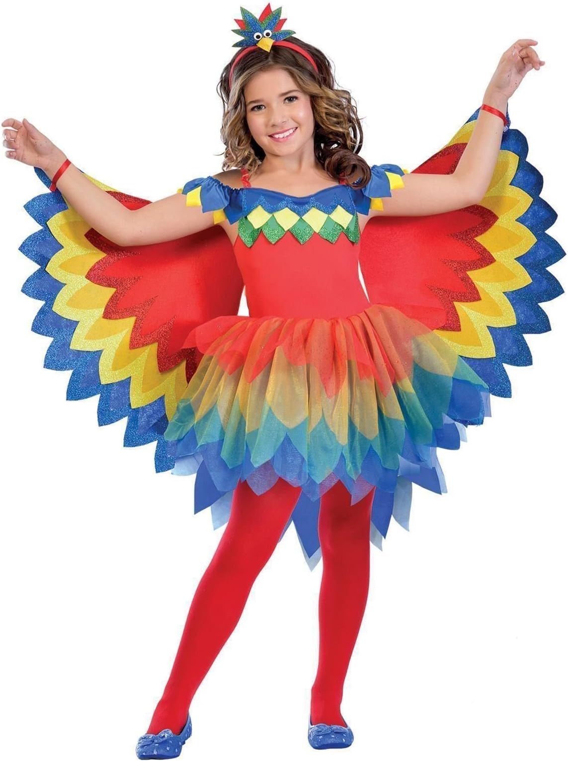 11-12 Kids Girls Rainbow Pretty Parrot Paradise Tropical Bird Fancy Dress Costume