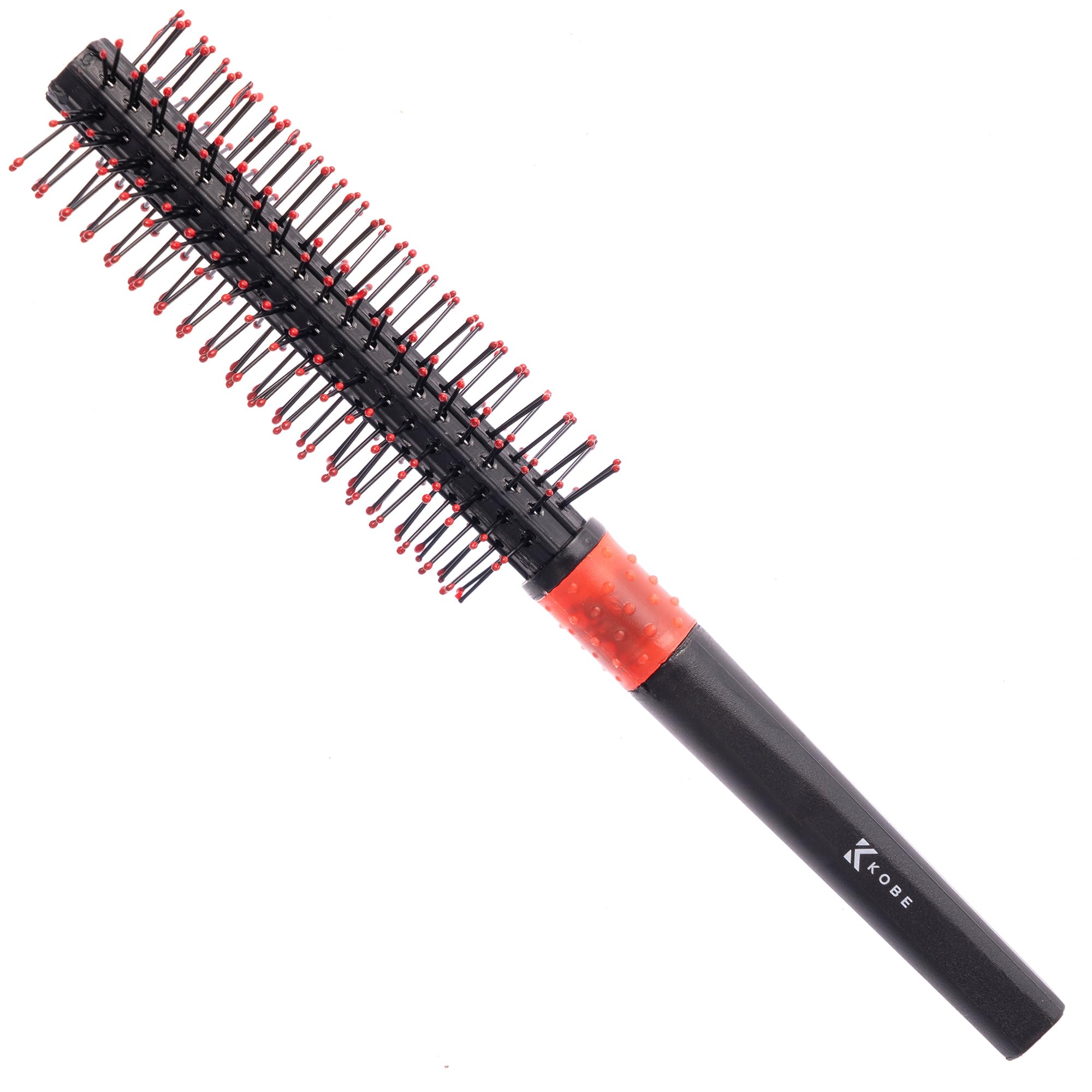 Kobe Economy Quiff Roller - Small Round Men's Hair Brush - 8 Rows of Ball-Tipped Bristles, 10mm barrel for creating great waves. Can also be used for straightening hair.