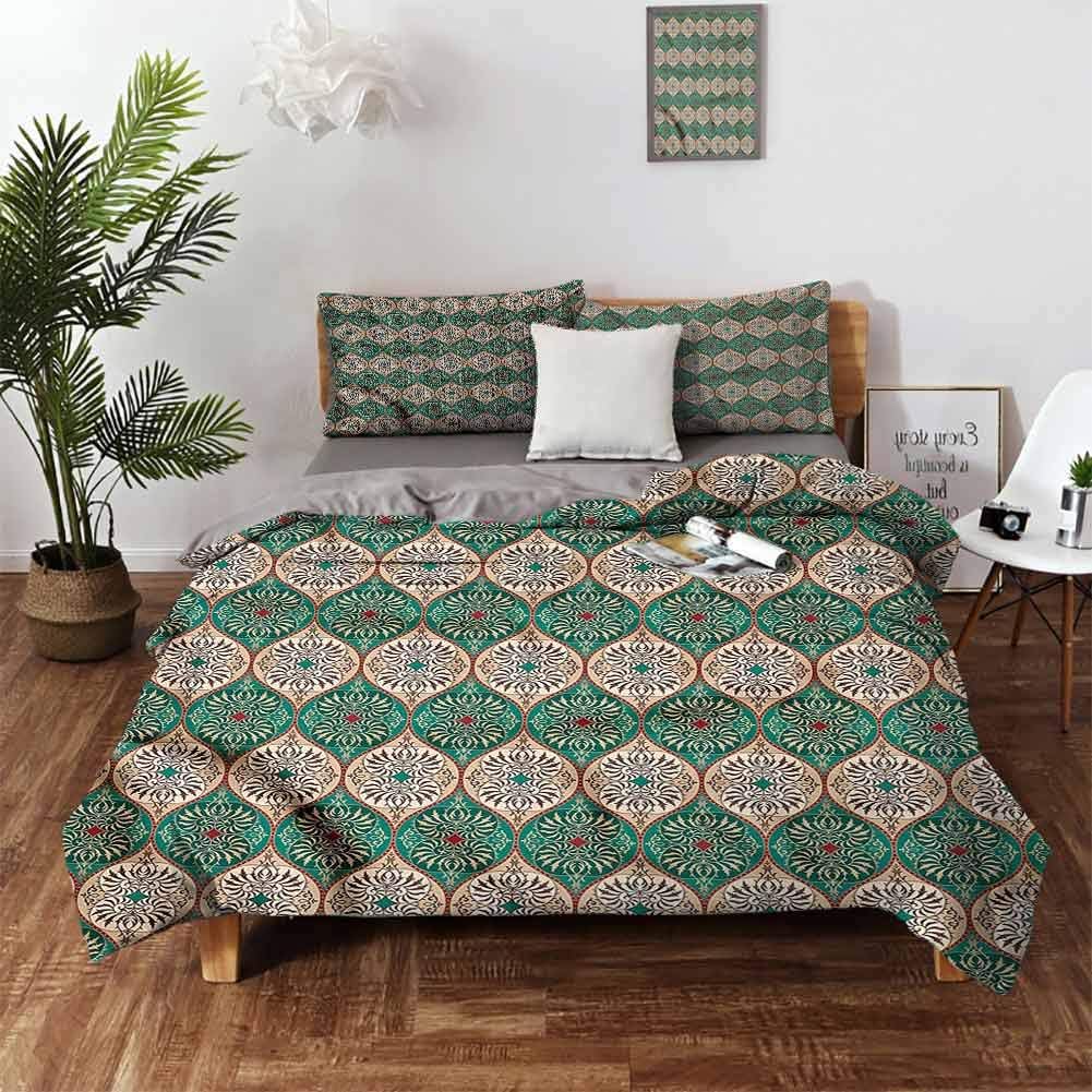 Damask 3 Piece Bedding Sets with Zipper Closure Queen