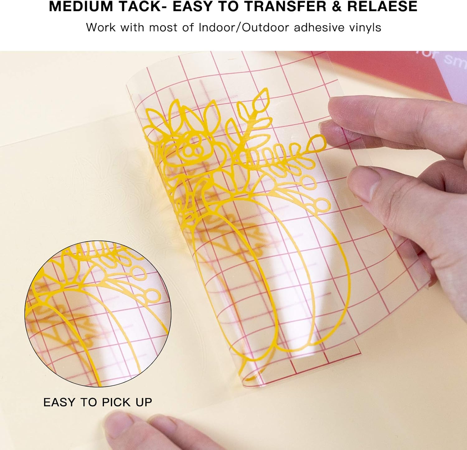 Transfer Tape for Vinyl 35 Pack 12” x 12” w/Red Alignment Grid for Adhesive Vinyl, Medium Tack Vinyl Transfer Tape for Cricut, Silhouette Cameo for Signs Decals Windows by JANDJPACKAGING: Arts, Crafts & Sewing