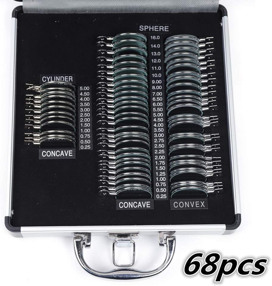 HYYKJ 68pcs Optical Trial Lens Set Optometry Kit Metal Rim Ophthalmic lenses + Aluminum Case